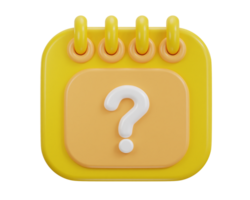 3d calendar with question mark date schedule problem icon png