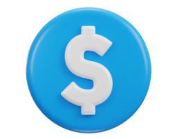dollar icon with circle button 3d rendering icon illustration png