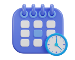 calendar icon with clock and date time management planning icon 3d render png