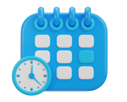 calendar icon with clock and date time management planning icon 3d render png