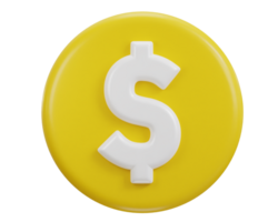 dollar icon with circle button 3d rendering icon illustration png