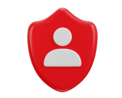 3d user security icon with protect shield icon isolated background png