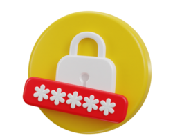 3d padlock with security shield password secure icon illustration png
