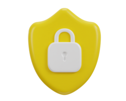 3d shield with padlock icon security data safety encryption protection privacy concept icon png