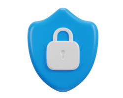 3d shield with padlock icon security data safety encryption protection privacy concept icon png