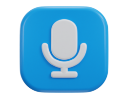 3d podcast microphone icon with button icon illustration png