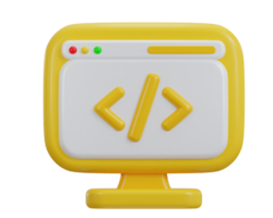 3d coding icon symbol of software and web development illustration png