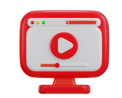 3d media player icon on the browser window on the monitor screen png