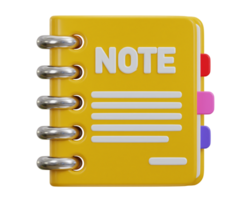 carnet icône 3d le rendu illustration png