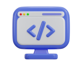 3d coding icon symbol of software and web development illustration png