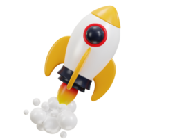 flying space rocket with spewing fire spaceship launch 3d rendering icon illustration png