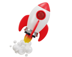 flying space rocket with spewing fire spaceship launch 3d rendering icon illustration png