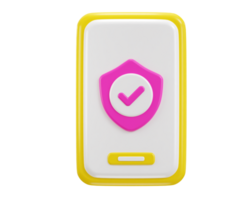 phone with security shield icon symbol of data protection internet security icon 3d rendering illustration png