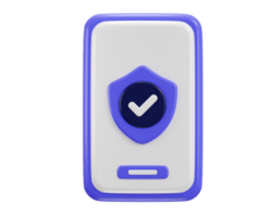 phone with security shield icon symbol of data protection internet security icon 3d rendering illustration png