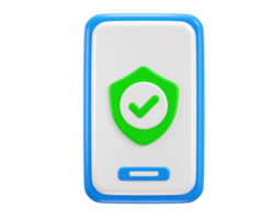 phone with security shield icon symbol of data protection internet security icon 3d rendering illustration png