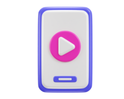 smart phone with multimedia play icon 3d rendering illustration png