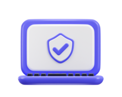 laptop with security shield symbol data protection internet security icon 3d rendering illustration png