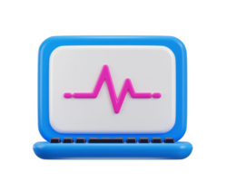 laptop display with heartbeat pulse trace line 3d rendering illustration png