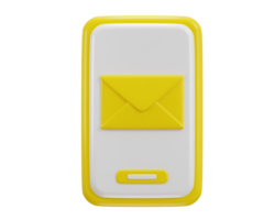 mail envelope icon with new message icon in smart phone icon 3d rendering illustration png