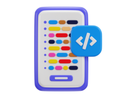 programming icon with code symbol 3d rendering illustration png
