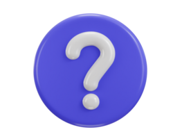question mark icon with circle button icon 3d render png