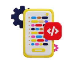 smart phone and program code development, coding screen. IT technologies, website programming, app development, software engineering png