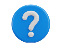 question mark icon with circle button icon 3d render png