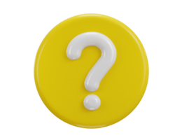 question mark icon with circle button icon 3d render png
