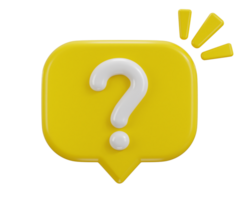 3d question mark icon sign on asking FAQ and QA answer solution information. Have a question mark icon illustration png