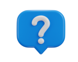 3d question mark icon sign on asking FAQ and QA answer solution information. Have a question mark icon illustration png