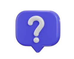 3d question mark icon sign on asking FAQ and QA answer solution information. Have a question mark icon illustration png