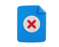 cross mark on paper failed icon 3d rendering illustration png