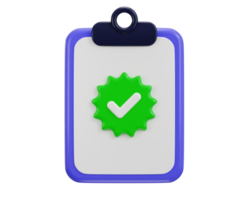 clipboard with check mark paper accept icon 3d rendering illustration png