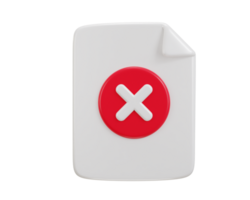 cross mark on paper failed icon 3d rendering illustration png