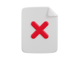 cross mark on paper failed icon 3d rendering illustration png