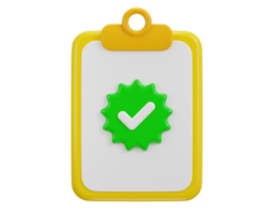 clipboard with check mark paper accept icon 3d rendering illustration png