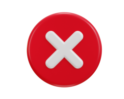 cross mark icon 3d render concept of rejection, false, delete and invalid icon illustration png
