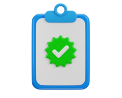 clipboard with check mark paper accept icon 3d rendering illustration png