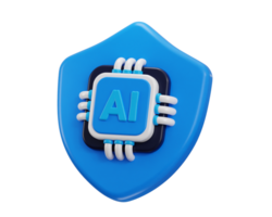 3d protect shield with Ai chip icon for protected artificial intelligence icon illustration png