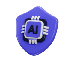 3d protect shield with Ai chip icon for protected artificial intelligence icon illustration png