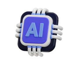 3d Ai chip icon for artificial intelligence icon 3d rendering illustration png
