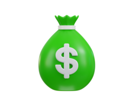 dollar with money bag icon 3d rendering illustration png