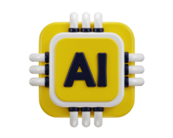 3d Ai chip icon for artificial intelligence icon 3d rendering illustration png