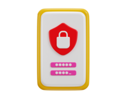 3d mobile phone with security lock and password icon concept of internet security icon 3d render png