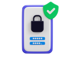 3d mobile phone with security lock and password icon concept of internet security icon 3d render png