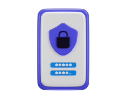 3d mobile phone with security lock and password icon concept of internet security icon 3d render png