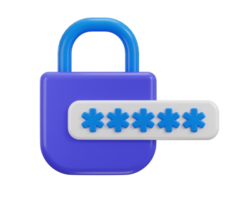 lucchetto e parola d'ordine icona 3d rendere perno codice parola d'ordine protezione sicurezza icona png