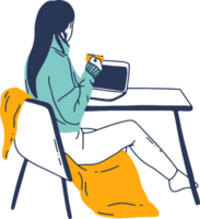 Remote Work and Digital Nomad, woman working from anywhere png
