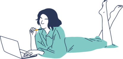 Remote Work and Digital Nomad, woman working from anywhere png