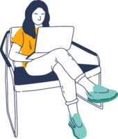 Remote Work and Digital Nomad, woman working from anywhere png